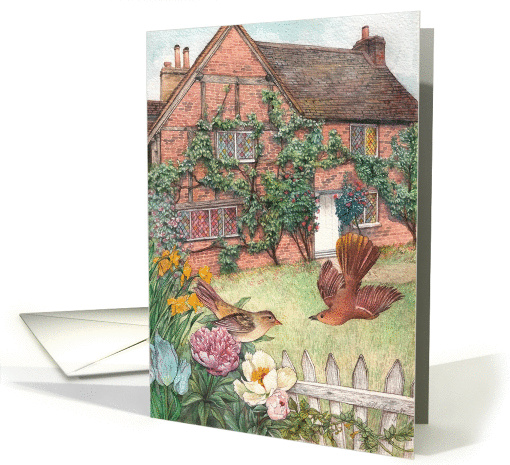 Victorian English Cottage Garden Birthday card (775900)