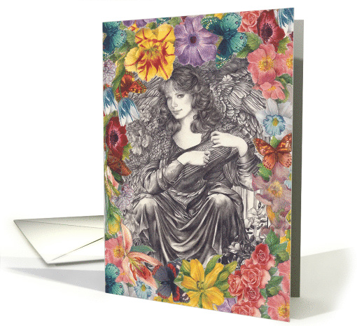 For Wife's Birthday Floral Border Enchanting Angel card (787514)