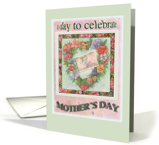 Mothers Day Heart Floral Wreath card (811735)