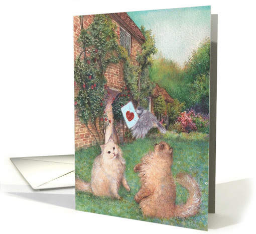 Anniversary For Daughter & Partner Cat Cottage Illustration card