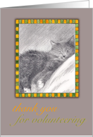 Thank You For Volunteering Sleepy Cat Illustration card