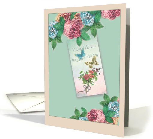 Civil Union Announcement Butterfly Roses Illustration card (854004)