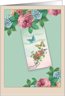 Civil Union Announcement Butterfly Roses Illustration card