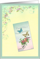 Civil Union Announcement Butterfly Floral Swirls Illustration card