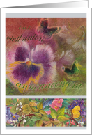 Civil Union Announcement Pansy Butterfly Illustration card