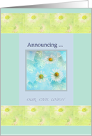 Civil Union Announcement Daisy Blue Butterfly Illustration card