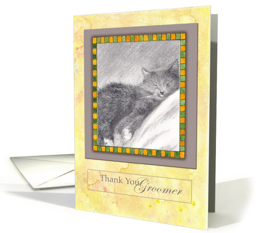 Thank You Groomer Sleepy Cat Illustration card (859789)