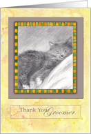 Thank You Groomer Sleepy Cat Illustration card