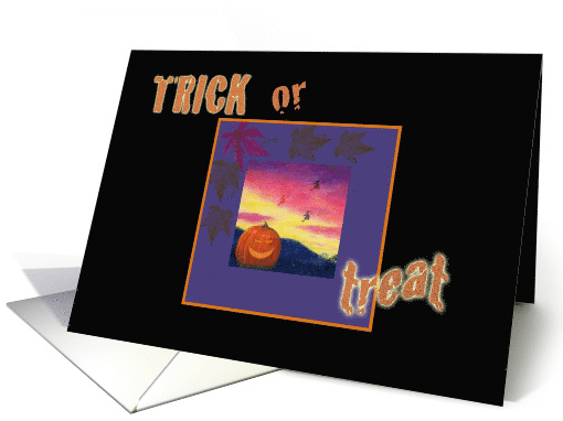 Trick Or Treat Halloween Sunset Big Pumpkin card (861510)
