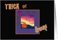 Trick Or Treat Halloween Sunset Big Pumpkin card