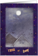 Halloween Full Moon Trick or Treat Gothic House card