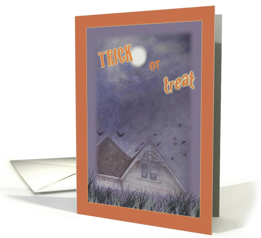 Halloween Full Moon Haunted House Trick Or Treat card (872336)