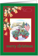 Xmas Bell & Holly Patriotic Traditional Landscape card