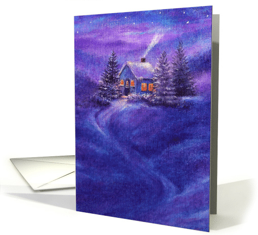 For Neighbor Cozy Xmas Cottage & Winter Oil Landscape card (878250)