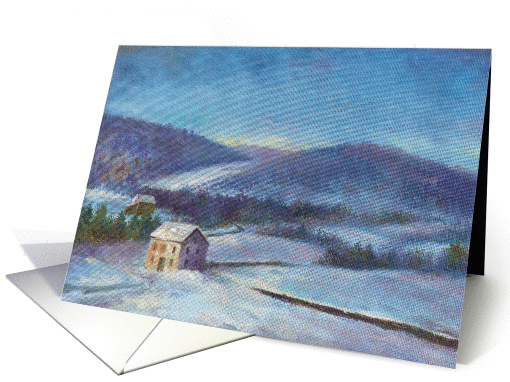 For Neighbor Cozy Xmas Cottage & Winter Oil Landscape card (878251)