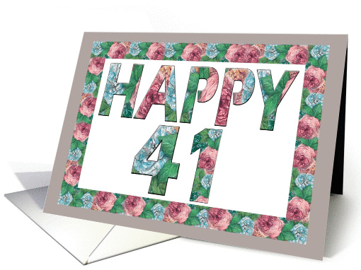 Happy 41 Birthday Illuminated Fonts
 card (883416)