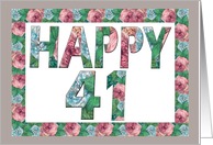 Happy 41 Birthday Illuminated Fonts card