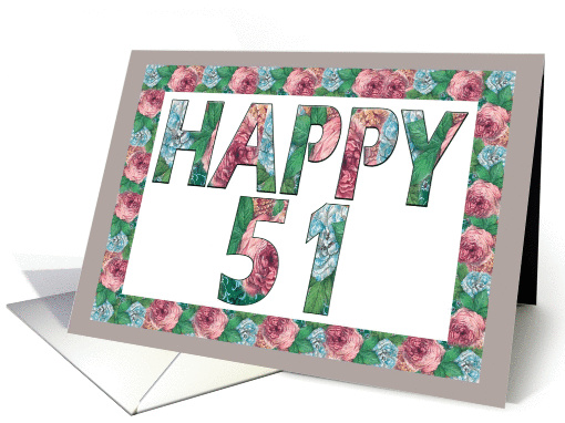 Happy 51 Birthday Roses card (883871)