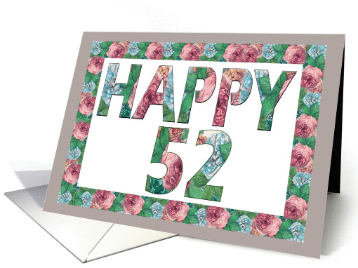Happy 52 Birthday Roses card (883872)