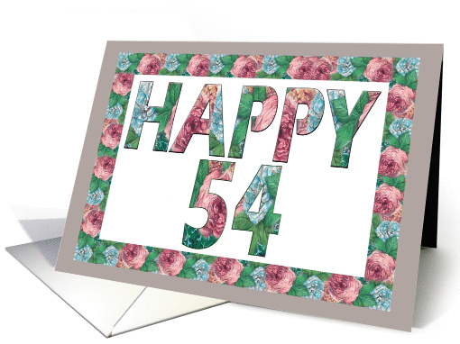 Happy 54 Birthday Illuminated Fonts
 card (883874)