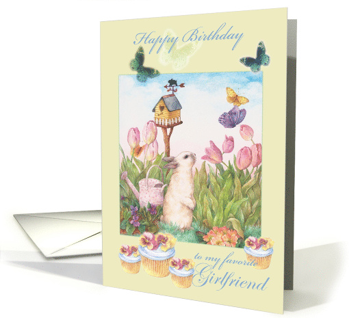Hippity Hop Birthday Cupcake for Girlfriend card (890519)