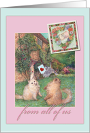 For Mom Cats in Garden Special Delivery Illustration card