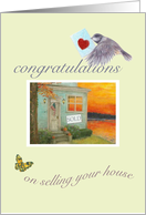 Congratulations, Sale of House & Illustrated Garden card