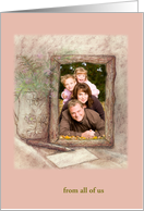 Custom Photo & Message with Sepia Drawing card