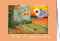 Fall party illustrated Lake house invitation card
