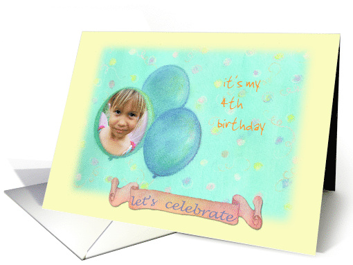 Personalize Kid's Birthday Invitation with Balloons & Banner card