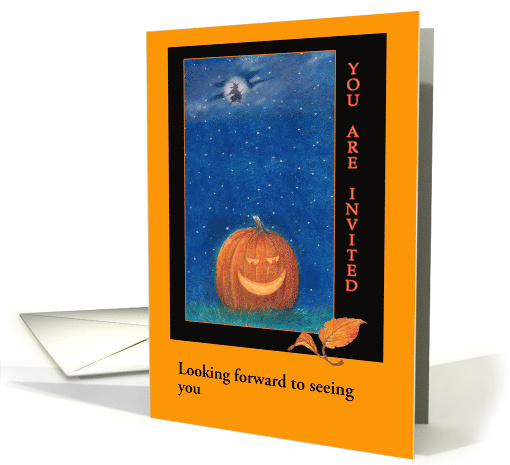 Halloween Custom Invitation, Jack o' Lanterns Full Moon card (983751)