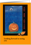 Halloween Custom Invitation, Jack o’ Lanterns Full Moon card