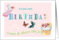 1st Birthday Personalize Magical Fairy & Cupcake Party invitation, card