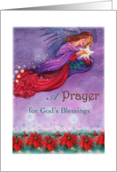 Xmas Prayer for God’s Blessing, Twinkling Illustrated Angel card