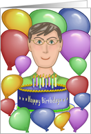 Birthday with Personality - Grandpa, Cake, Candles, Balloons card