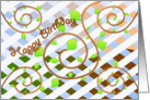 Happy Birthday with Swirling Vines, Leaves & Lattice card