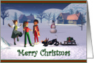 Christmas Surprise - Elves with Robot Dog card