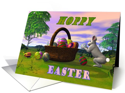 Hoppy Easter - Easter Basket with Eggs & Bunny card (553847)