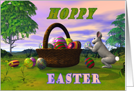 Hoppy Easter - Easter Basket with Eggs & Bunny card