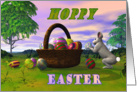 Hoppy Easter - Easter Basket with Eggs & Bunny card