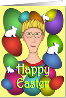 Happy Easter - Colorful Eggs and Bunnies card