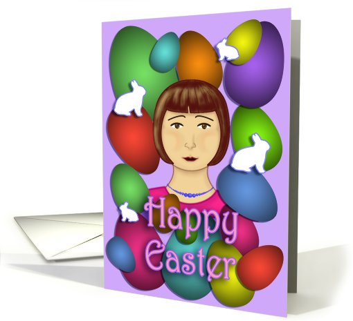 Happy Easter - Colorful Eggs and Bunnies card (553954)