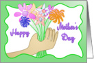 Mother’s Day Mom - Child’s Hand Light Skin - Flowers card
