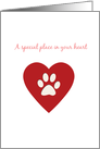A Special place in your heart pet sympathy card