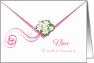 Pink trimmings envelope & daisy bouquet Niece bridesmaid invitation card