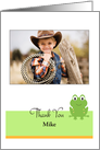 Custom Text & Photo Happy Green Frog Thank You card