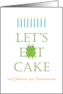 Frog with Candles LET’S EAT CAKE and Celebrate Happy Birthday card