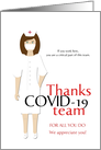 Thanks COVID-19 TEAM all healthcare employed card