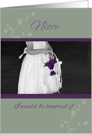Niece Flower Girl Invitation sage and plum card
