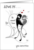 Wedding Anniversary Love Birds ’The moment I knew’ card